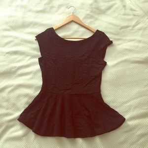 Black Peplum Cap Sleeve