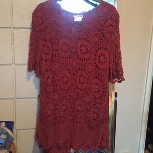 BUNDLED Knit Dark Red/Bergundy Top 1920s Style