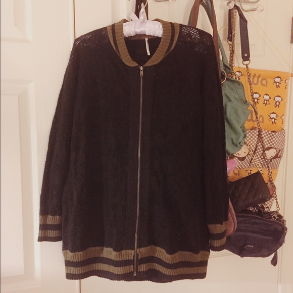 FP Navy Lace Zip Up Track Jacket