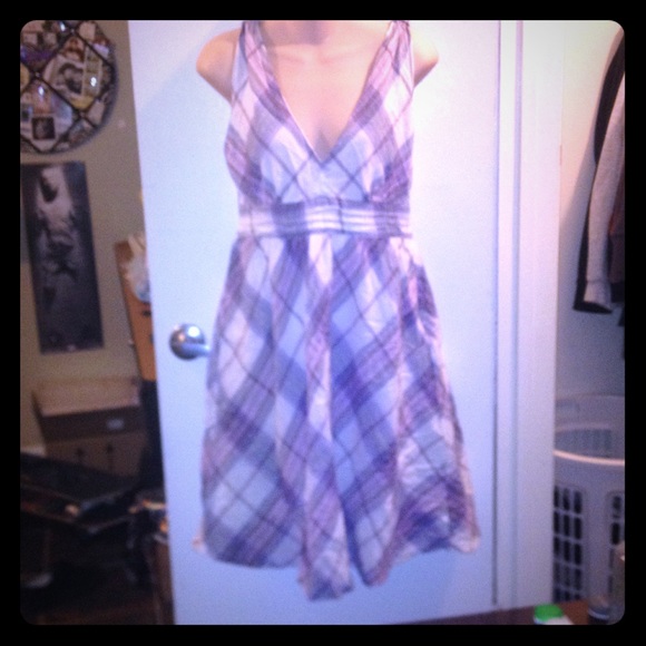 Purple & white plaid dress