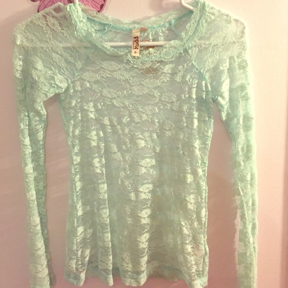 Light Mint Blue Lace Top