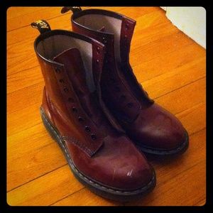 Cherry red patent doc martens