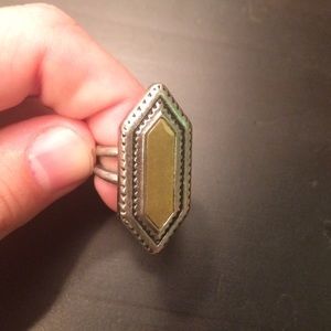 Silver and Brass Geometric Ring