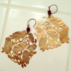 Golden owl earrings