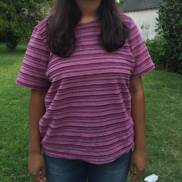 Purple/pink striped t shirt