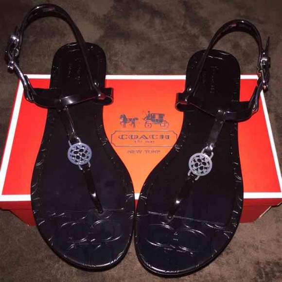Black Coach Jelly Sandals