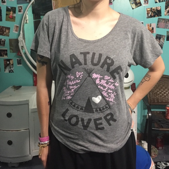 Gray and pink nature lover scoopneck