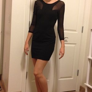 Guess black body con dress with see through slits