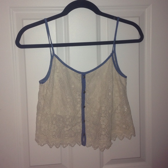 Blue and Cream Crop Top