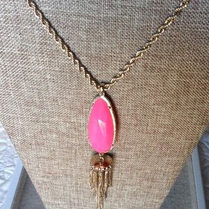 Neon Pink Tassel Necklace