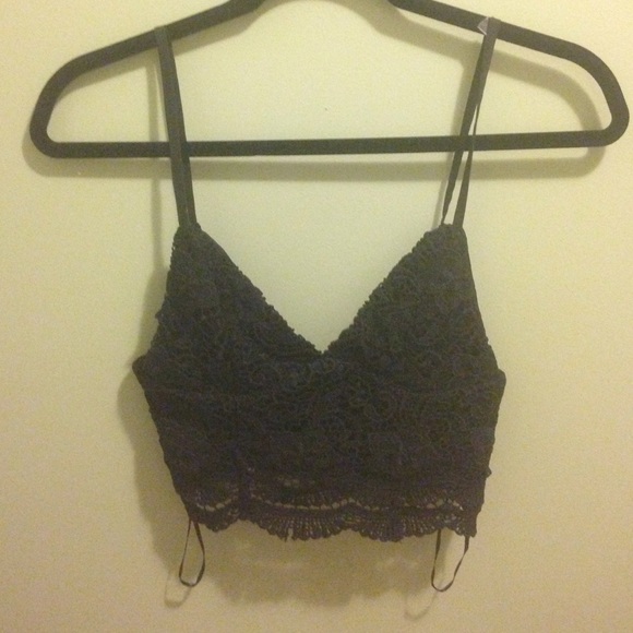 LF Black Crochet Crop Top/Bralette