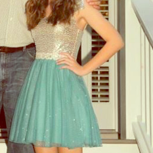 Blue and silver Homecoming dress