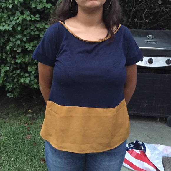 Blue and gold blouse