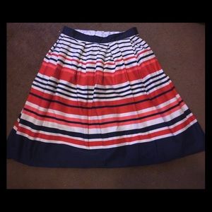 Downeast Navy/Coral Striped Midi Skirt