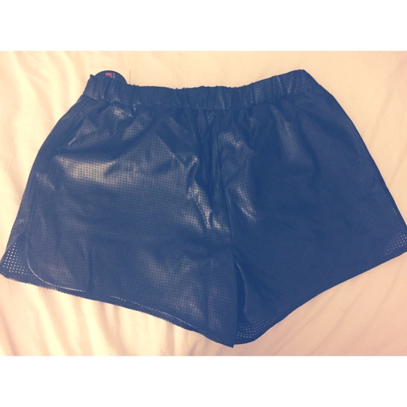 Impulse Perforated Faux Leather Track Shorts