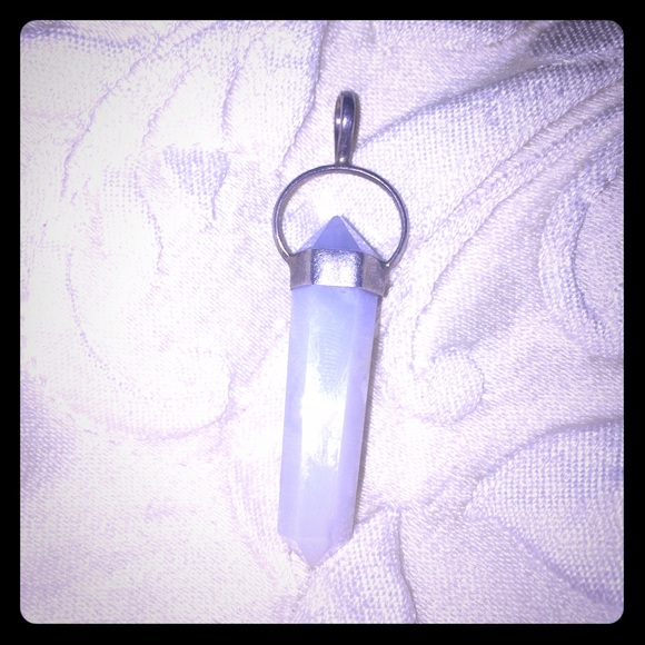 Blue lace agate crystal pendant