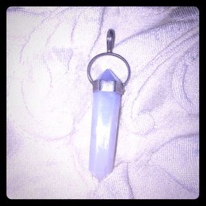 Blue lace agate crystal pendant