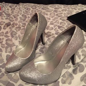 Silver sparkly heels