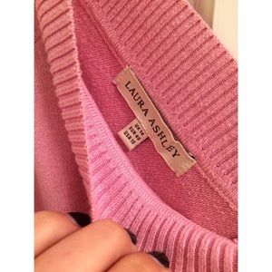 Laura Ashley Deep V Neck Sweater - Pink