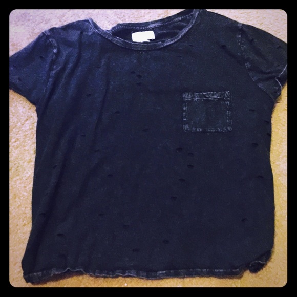 American Eagle Washed Out Crop Top- Black