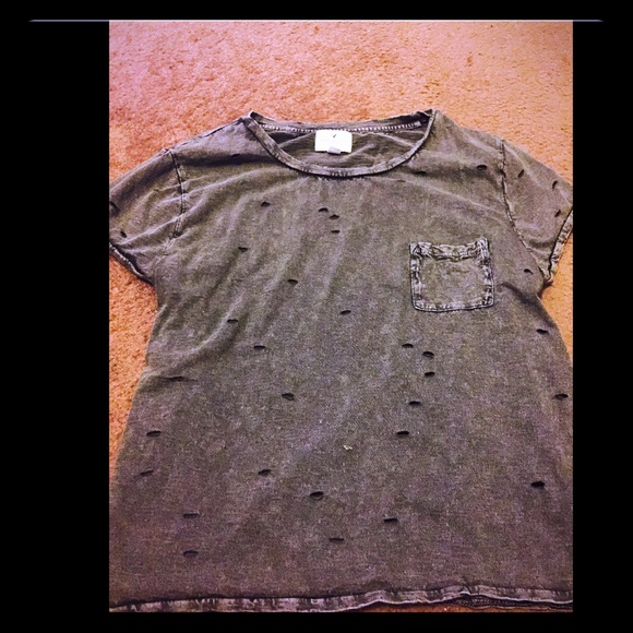 American Eagle Washed Out Crop Top- Army Green