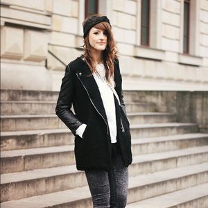 Romwe Pleather Sleeved Jacket