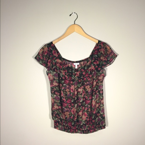 Sheer, floral Delia's blouse.