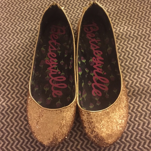 Betsy Johnson Gold Sequin Flats