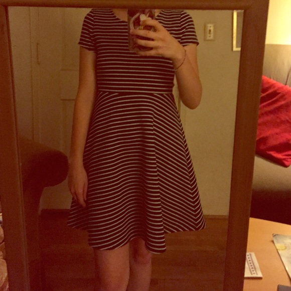 Black and white striped dress