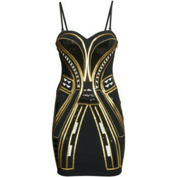 Black Gold Cocktail Dress - Picture 1 of 1
