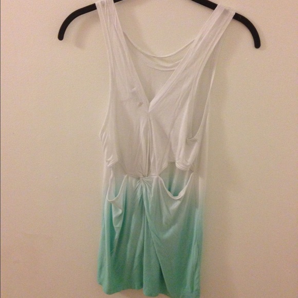 Loose white and teal gradient tank top from PacSun - Picture 2 of 4