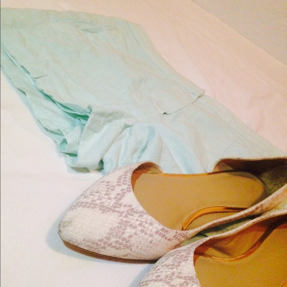 Mint colored linen shorts