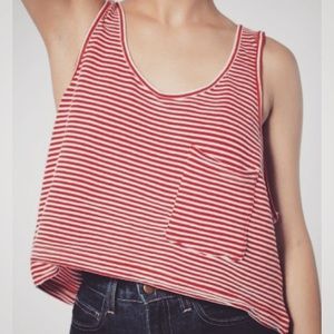 American Apparel red/white stripe pocket tank