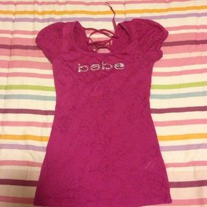 Bebe Hot Pink Floral Design Top