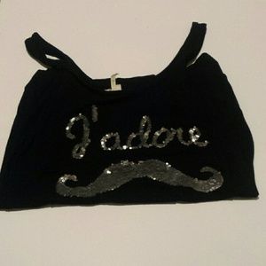 Black "J'adore" Mustache Tank