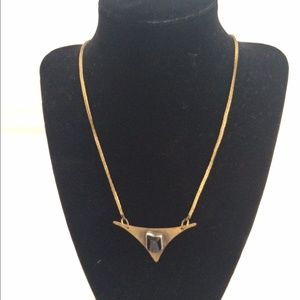 Black stone triangle necklace