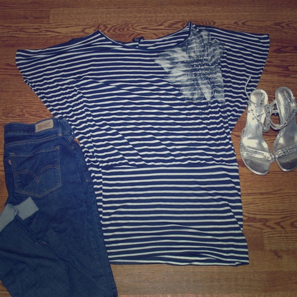 Navy and White Striped Tunic