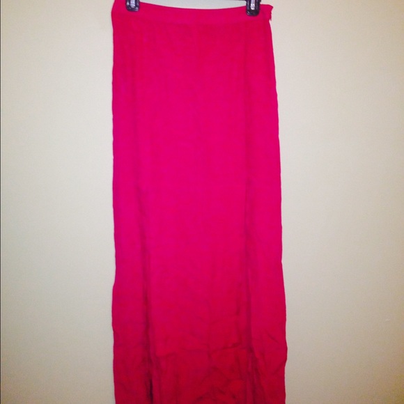 Double Split fuchsia maxi skirt