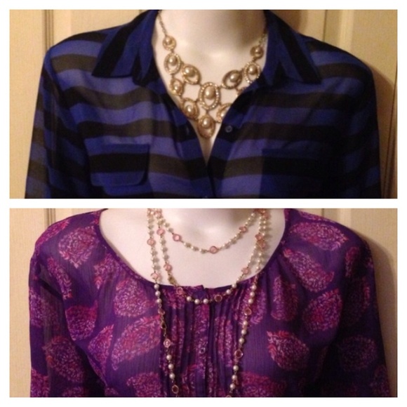 Dark blue & black stripes & purple tops bundle