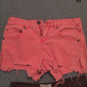 free people pink shark bite shorts