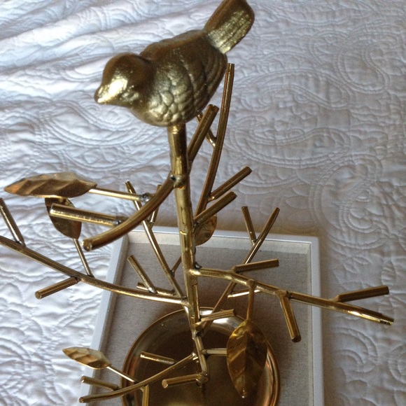 Gold Jewelry Tree with Bird