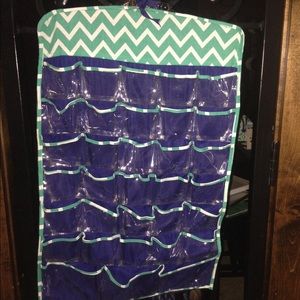 Purple and Teal Chevron Hanging Jewelry Storage