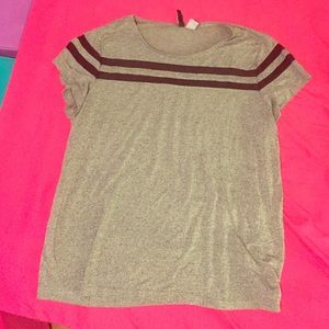 Light/med gray basic tee with black sheer details