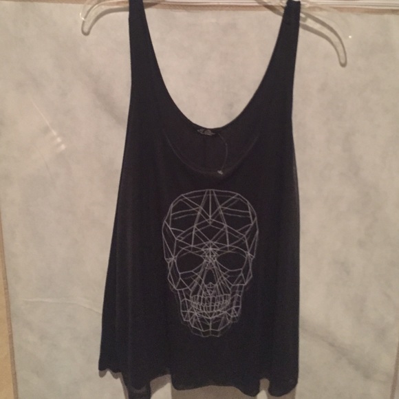 NEW Cool Layered Holographic Skull Black Tank Top