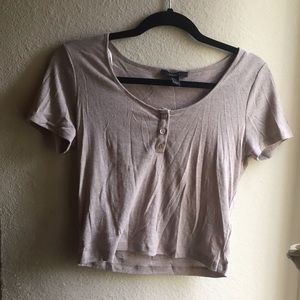 Tan Buttoned Crop Top