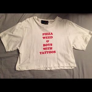 Pizza weed and boys with tattoos tee