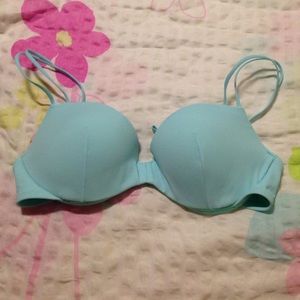 pinks victoria secret light blue bikini top pushup