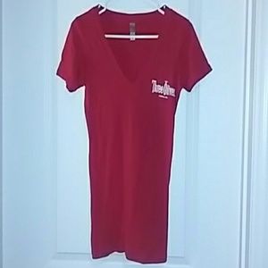 Red v neck three olives tee shirt