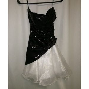 Black and white sequined homecoming dress