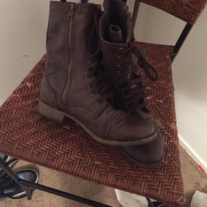 Some brown combat boots